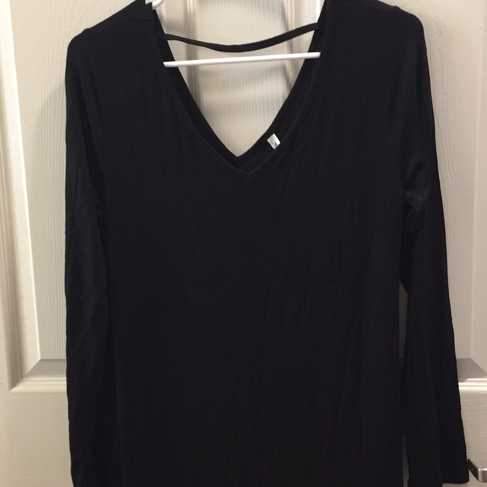 Black Long Sleeve Maxi Dress Pockets and Slit